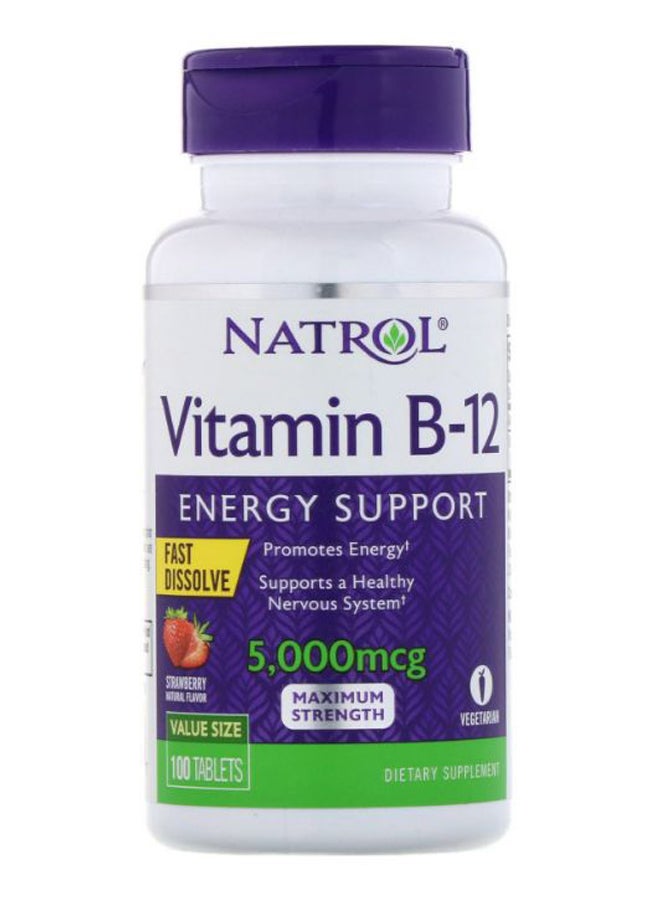 Natrol Strawberry Fast Dissolve Vitamin B-12 Energy Support 5000mcg - 100 Tablets - Image 2